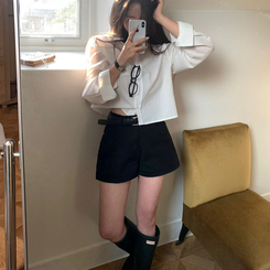 マインデイリー3分丈ショートパンツ BLACK