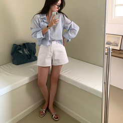 マインデイリー3分丈ショートパンツ WHITE