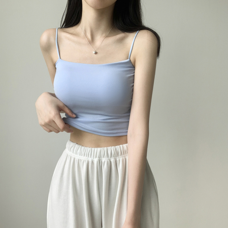 래빗 옆셔링 크롭 볼륨업 패드캡 파스텔 크롭 이너 나시 끈나시 슬리브리스 여름나시 썸머나시 기장선택 소라