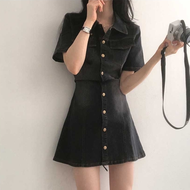 ⭐︎モモ⭐︎ DIESEL ブラック 半袖ミニワンピース　Sサイズ スパン半袖デニムワンピース｜ミニワンピース｜韓国ファッション通販 SONA