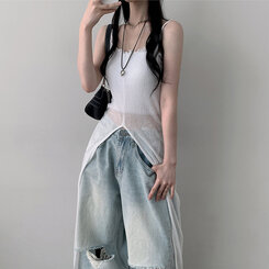 ロングワンピース シースルーレイヤードロングスリットワンピース IVORY