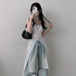 ロングワンピース シースルーレイヤードロングスリットワンピース IVORY