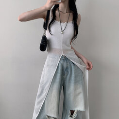 ロングワンピース シースルーレイヤードロングスリットワンピース IVORY