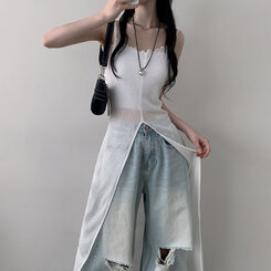 ロングワンピース シースルーレイヤードロングスリットワンピース IVORY