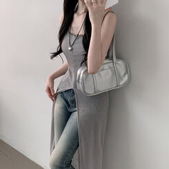 ロングワンピース シースルーレイヤードロングスリットワンピース KHAKI