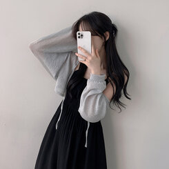 ロングワンピース リボンバンディングノースリーブロングワンピース BLACK
