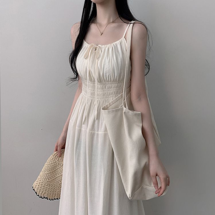 リボンバンディングノースリーブロングワンピース WHITE
