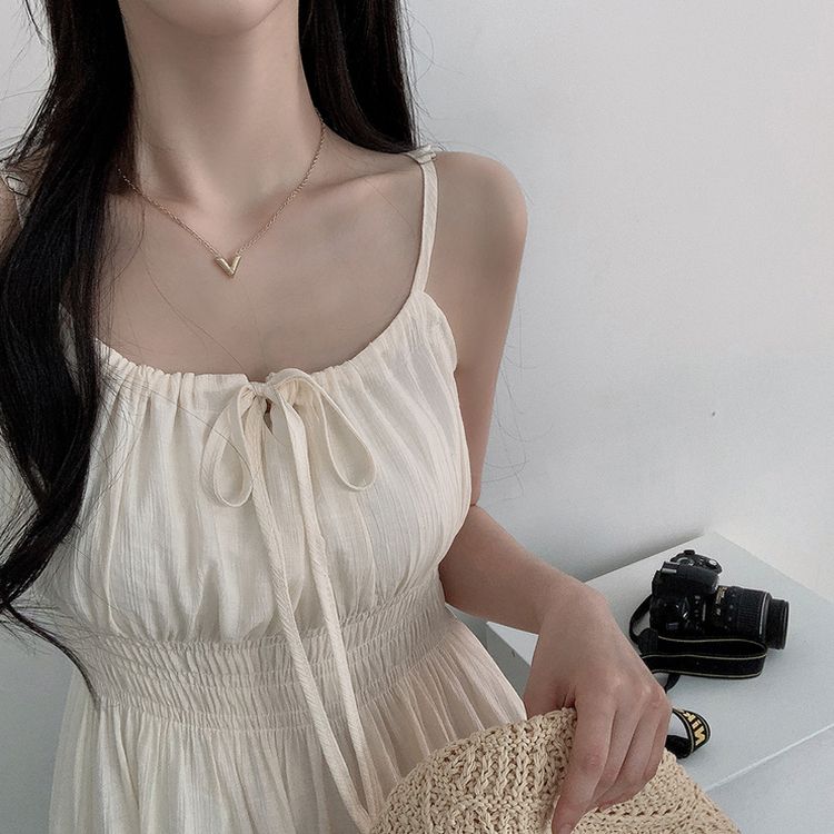 リボンバンディングノースリーブロングワンピース WHITE