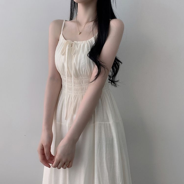 リボンバンディングノースリーブロングワンピース WHITE