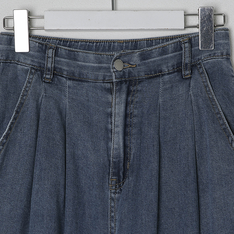 [숏/베이직/롱,S~2XL] 허리잘록 투핀턱 텐셀 와이드 여름 데님팬츠