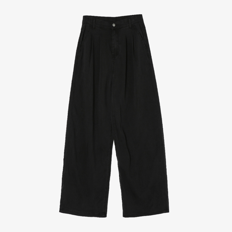[숏/베이직/롱,S~2XL] 허리잘록 투핀턱 텐셀 와이드 여름 데님팬츠