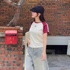 半袖Tシャツ ベーシックセミクロップラグラン半袖Tシャツ WHITE