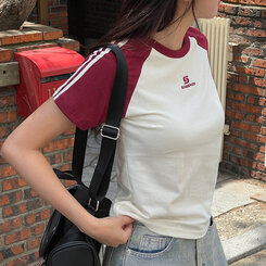 半袖Tシャツ ベーシックセミクロップラグラン半袖Tシャツ WHITE