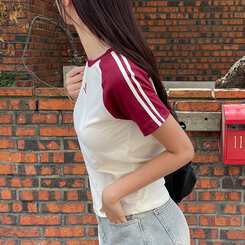 半袖Tシャツ ベーシックセミクロップラグラン半袖Tシャツ WHITE