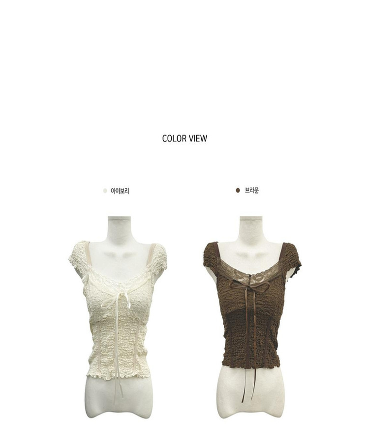 レースリボン半袖ブラウスTシャツ