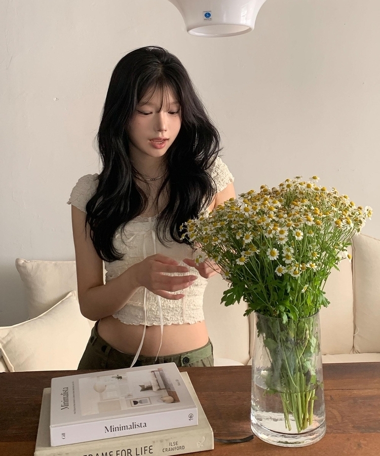 レースリボン半袖ブラウスTシャツ IVORY