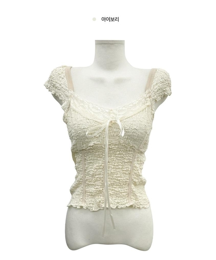 レースリボン半袖ブラウスTシャツ