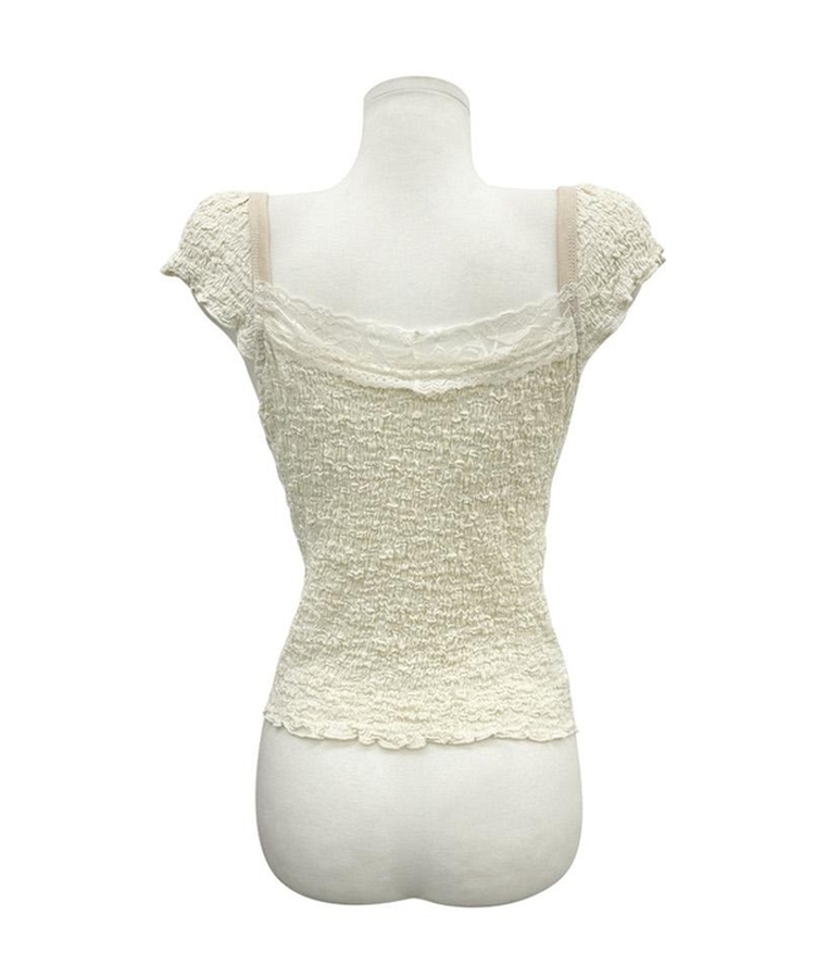 レースリボン半袖ブラウスTシャツ