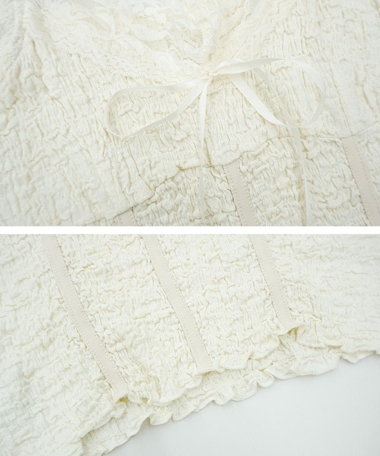 レースリボン半袖ブラウスTシャツ