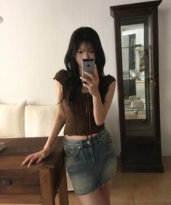 ブラウス レースリボン半袖ブラウスTシャツ BROWN
