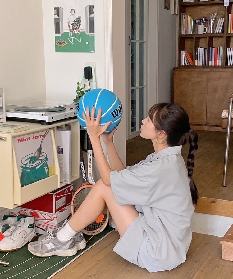 SET】ハーフジップ半袖Tシャツ バンディングハーフパンツ｜ツーピース