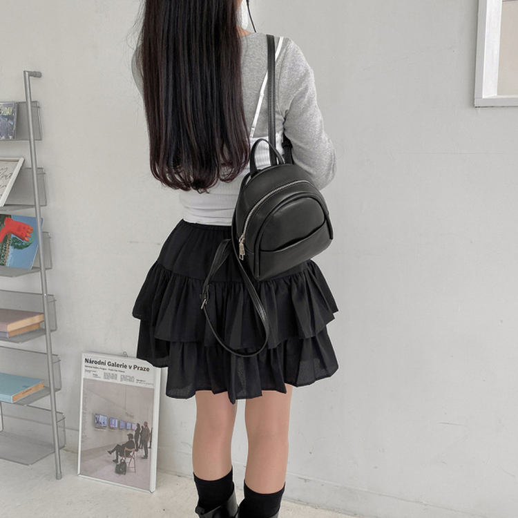 ブラックハーフレザーミニバック BLACK