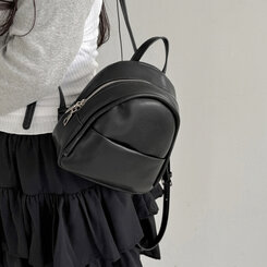 バックバッグ・スクールバッグ ブラックハーフレザーミニバック BLACK