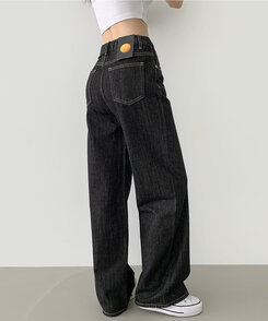 2XL4계절 논페이드 생지 뒷밴딩 와이드핏 데님팬츠 블랙