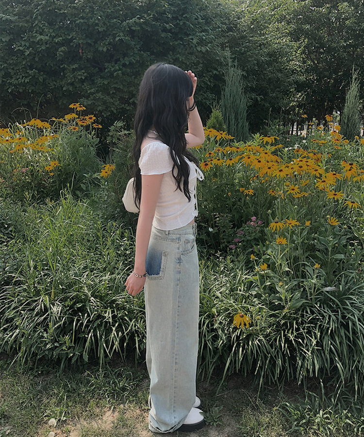 レースリボン半袖Tシャツ IVORY