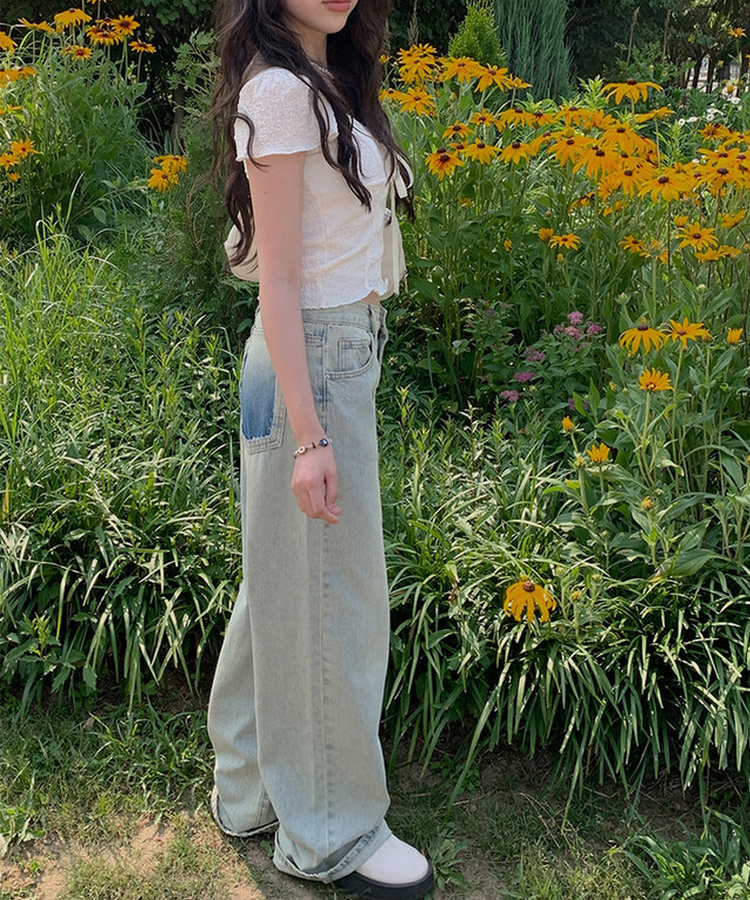 レースリボン半袖Tシャツ IVORY