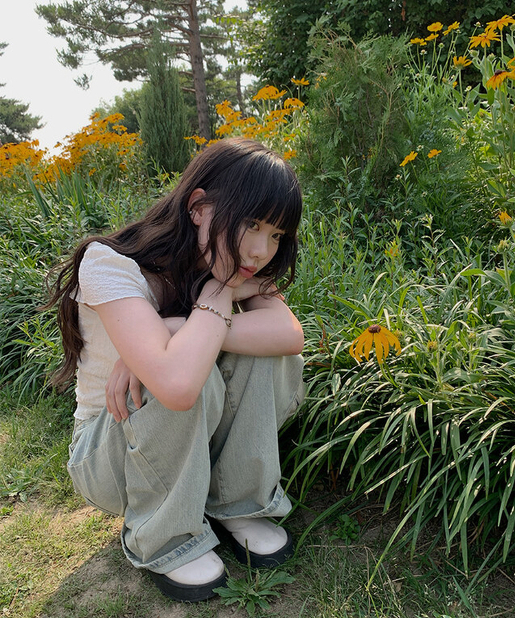 レースリボン半袖Tシャツ IVORY