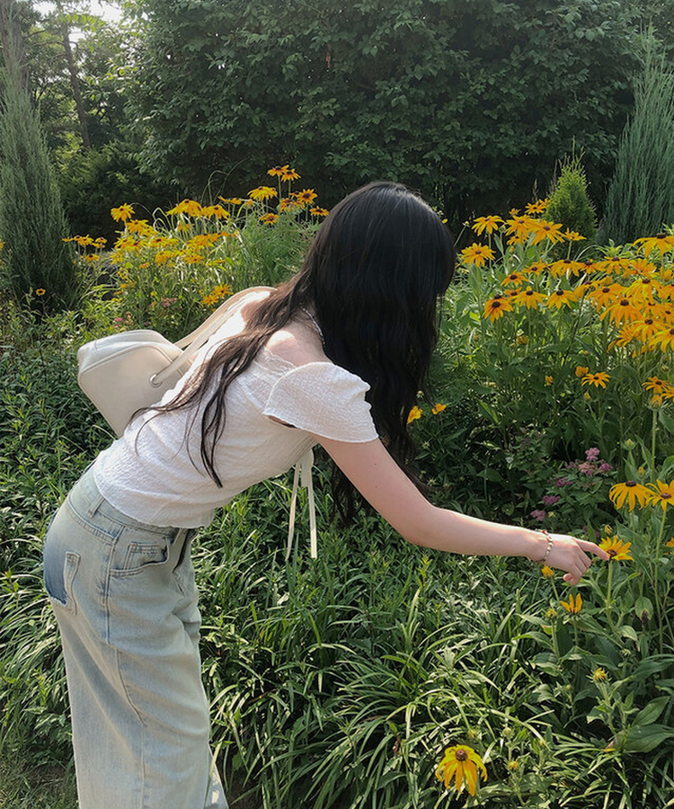 レースリボン半袖Tシャツ IVORY