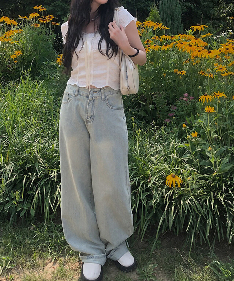 レースリボン半袖Tシャツ IVORY