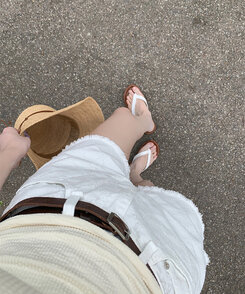ブーツ サマーシンプルフラットサンダル WHITE