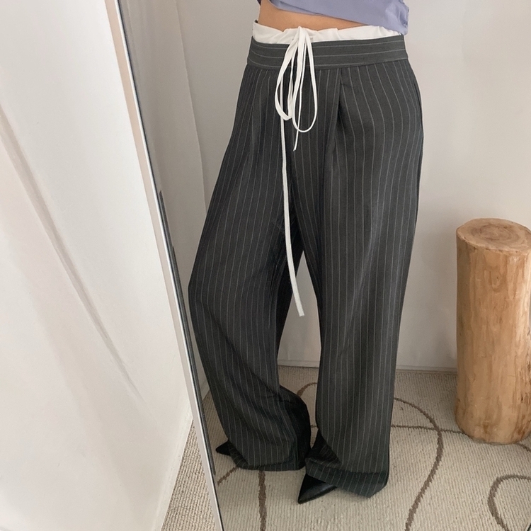 ストラップワイドスラックス DARK GRAY