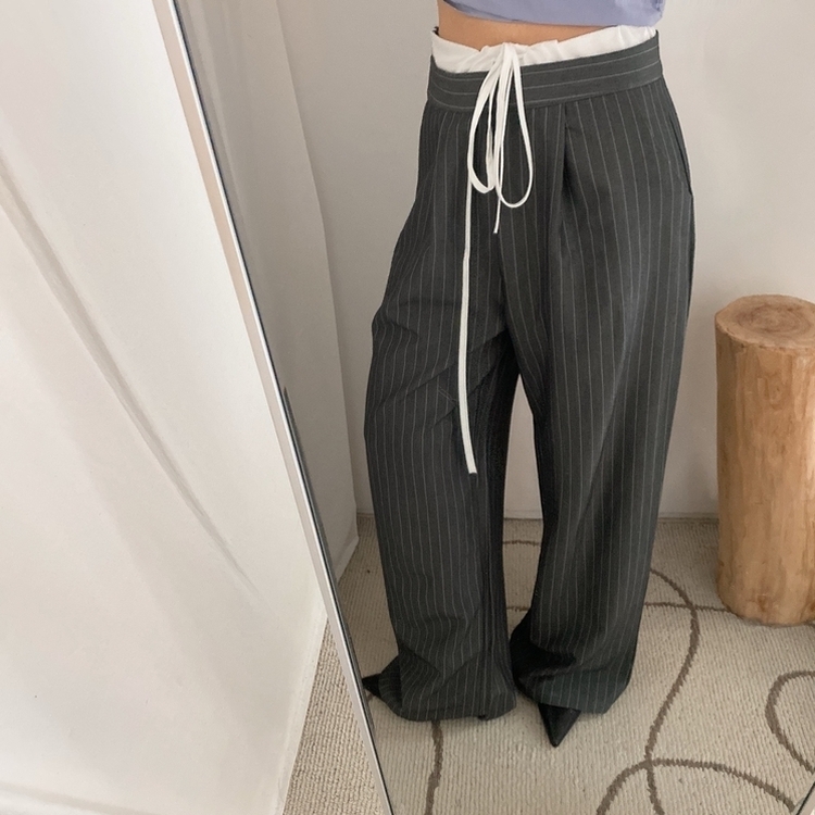 ストラップワイドスラックス DARK GRAY