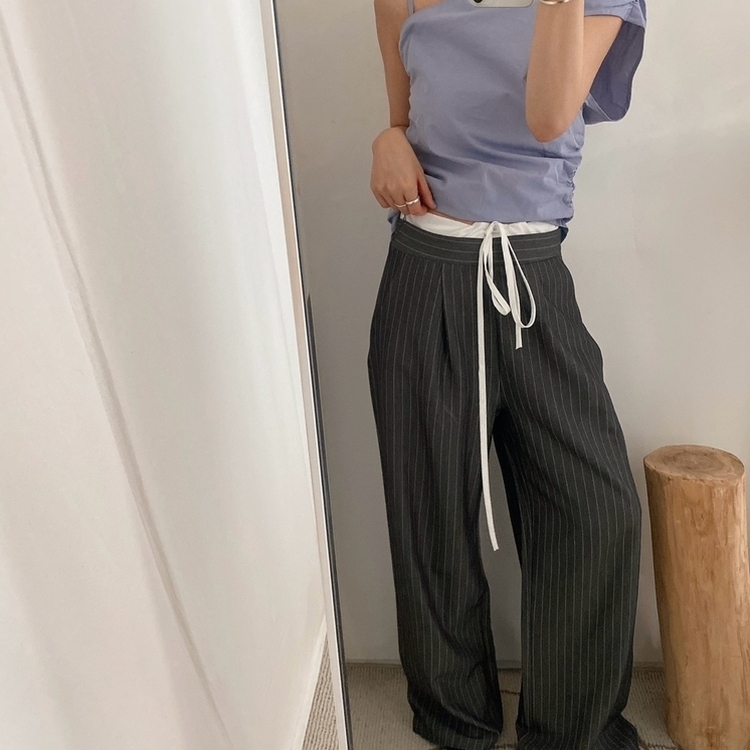 ストラップワイドスラックス DARK GRAY