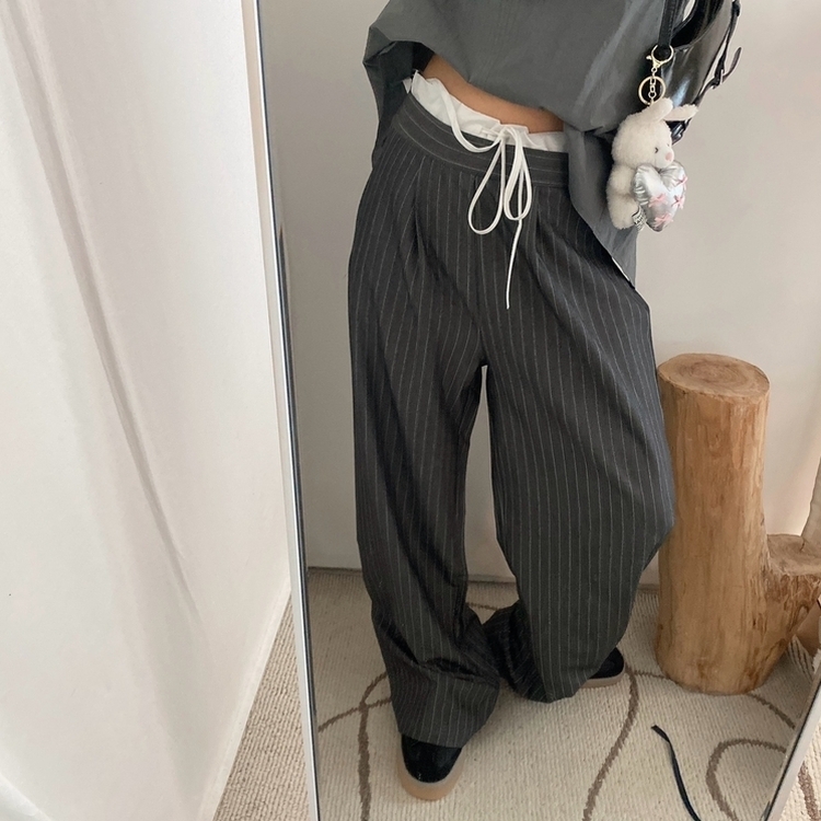 ストラップワイドスラックス DARK GRAY