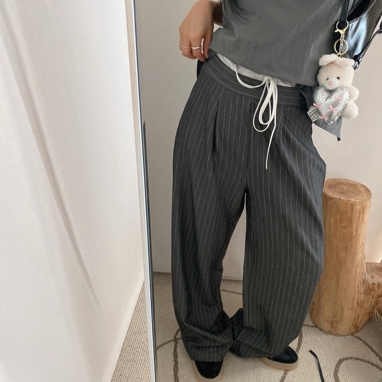 ストラップワイドスラックス DARK GRAY