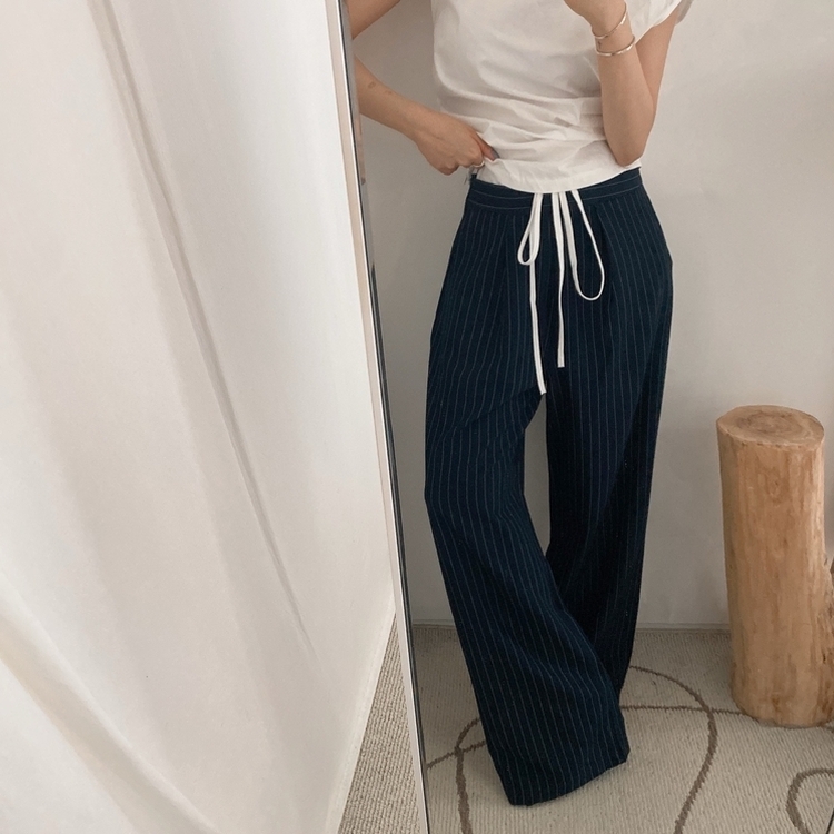 ストラップワイドスラックス NAVY