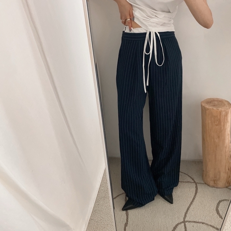 ストラップワイドスラックス NAVY
