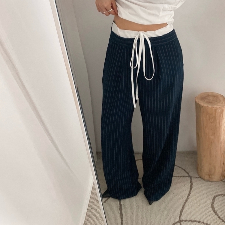 ストラップワイドスラックス NAVY