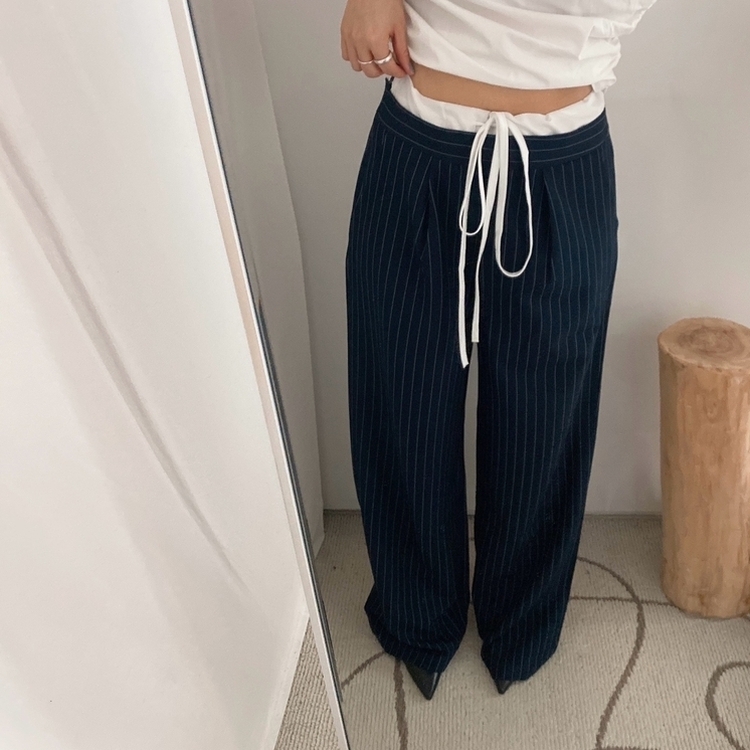 ストラップワイドスラックス NAVY