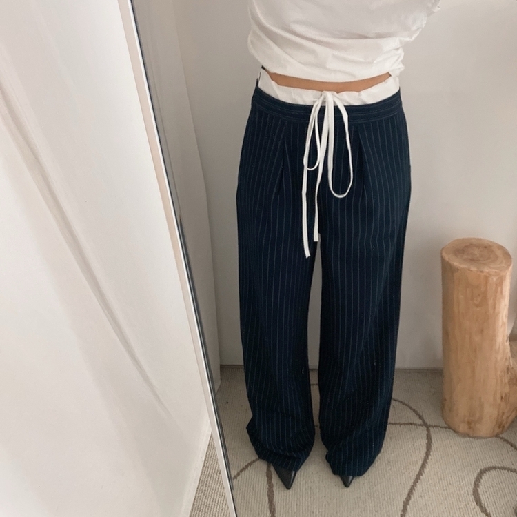 ストラップワイドスラックス NAVY