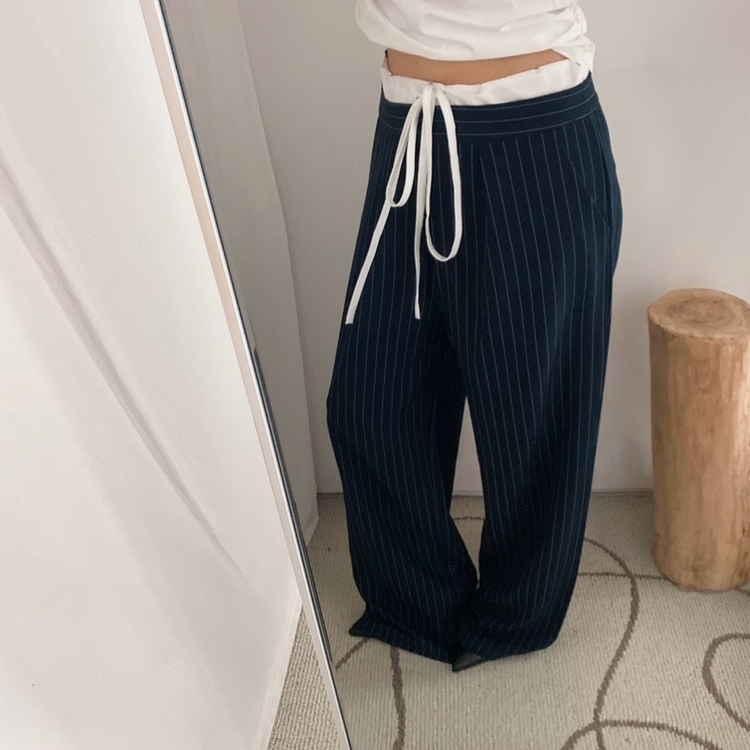 ストラップワイドスラックス NAVY