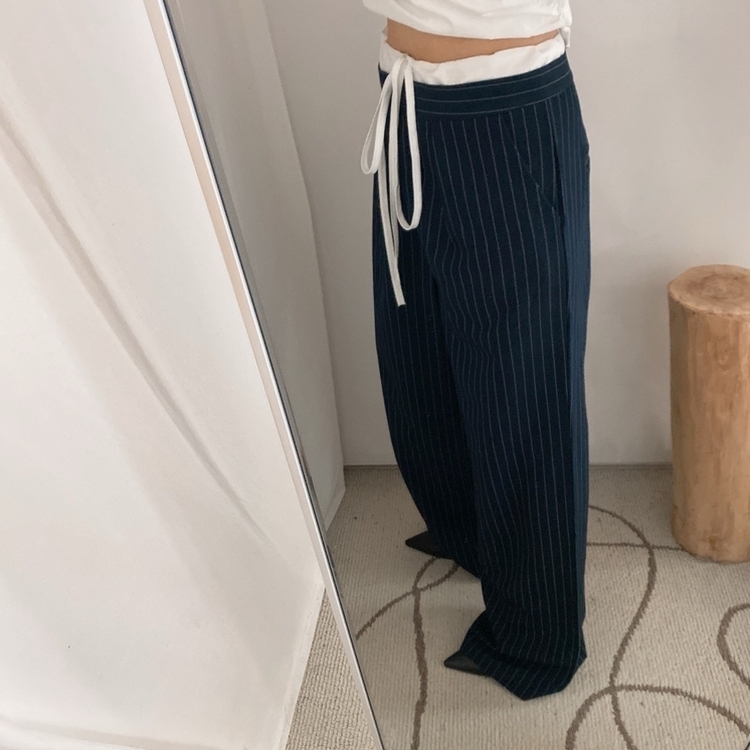 ストラップワイドスラックス NAVY