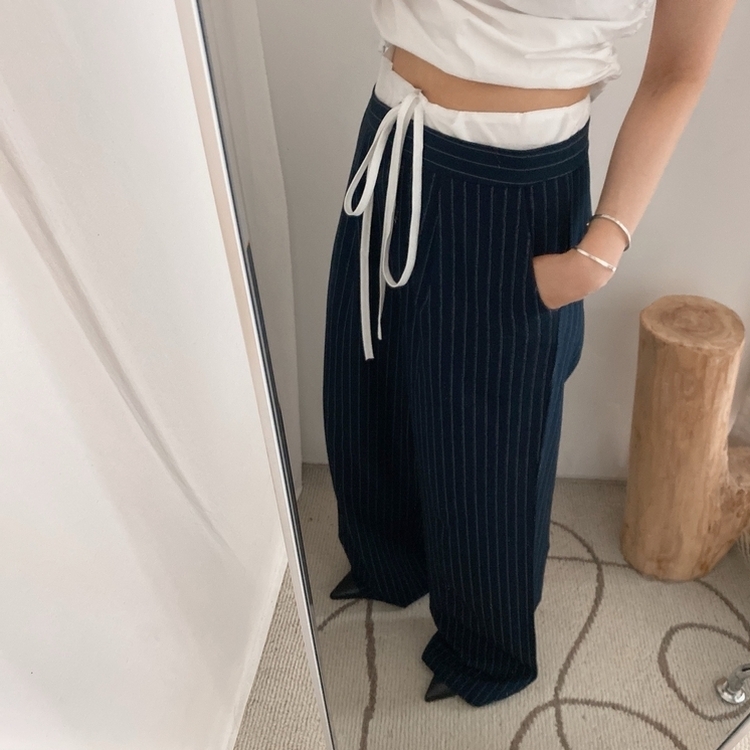 ストラップワイドスラックス NAVY