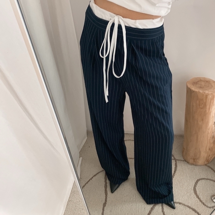 ストラップワイドスラックス NAVY