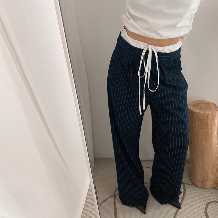 ストラップワイドスラックス NAVY