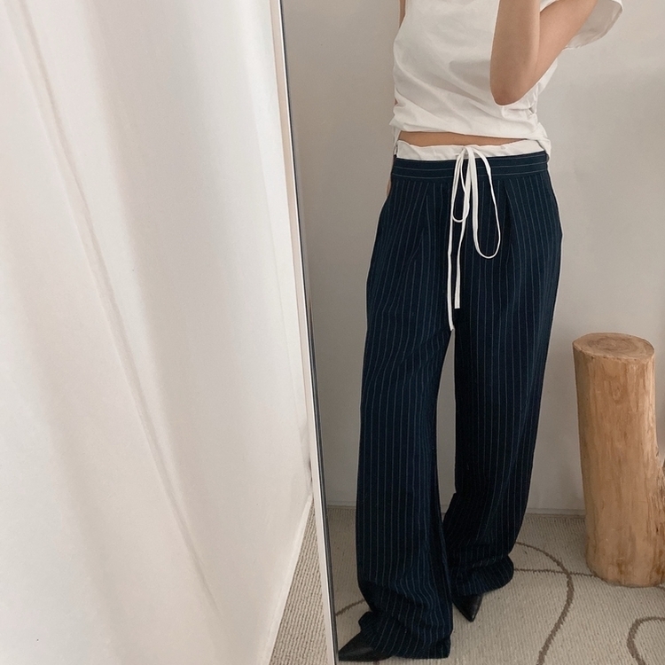 ストラップワイドスラックス NAVY